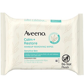 Aveeno Calm + Restore Makeup Removing Wipes, Fragrance-Free