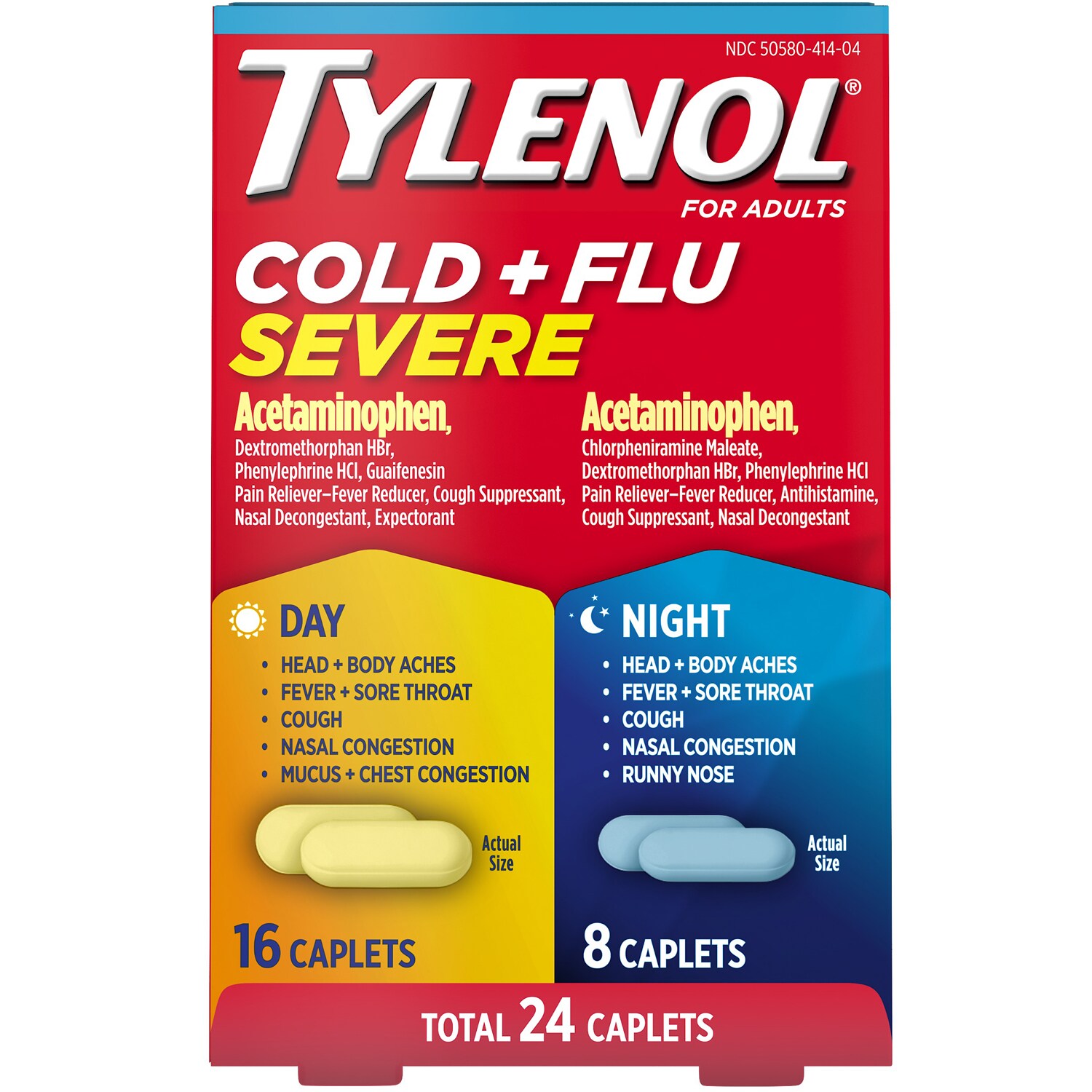 Tylenol Severe Cold + Flu Caplets, Day and Night
