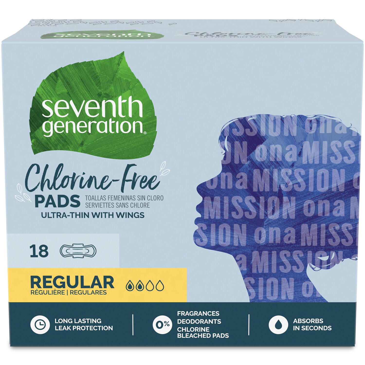 Seventh Generation Chlorine-Free Ultra-Thin Pads with Wings, Regular