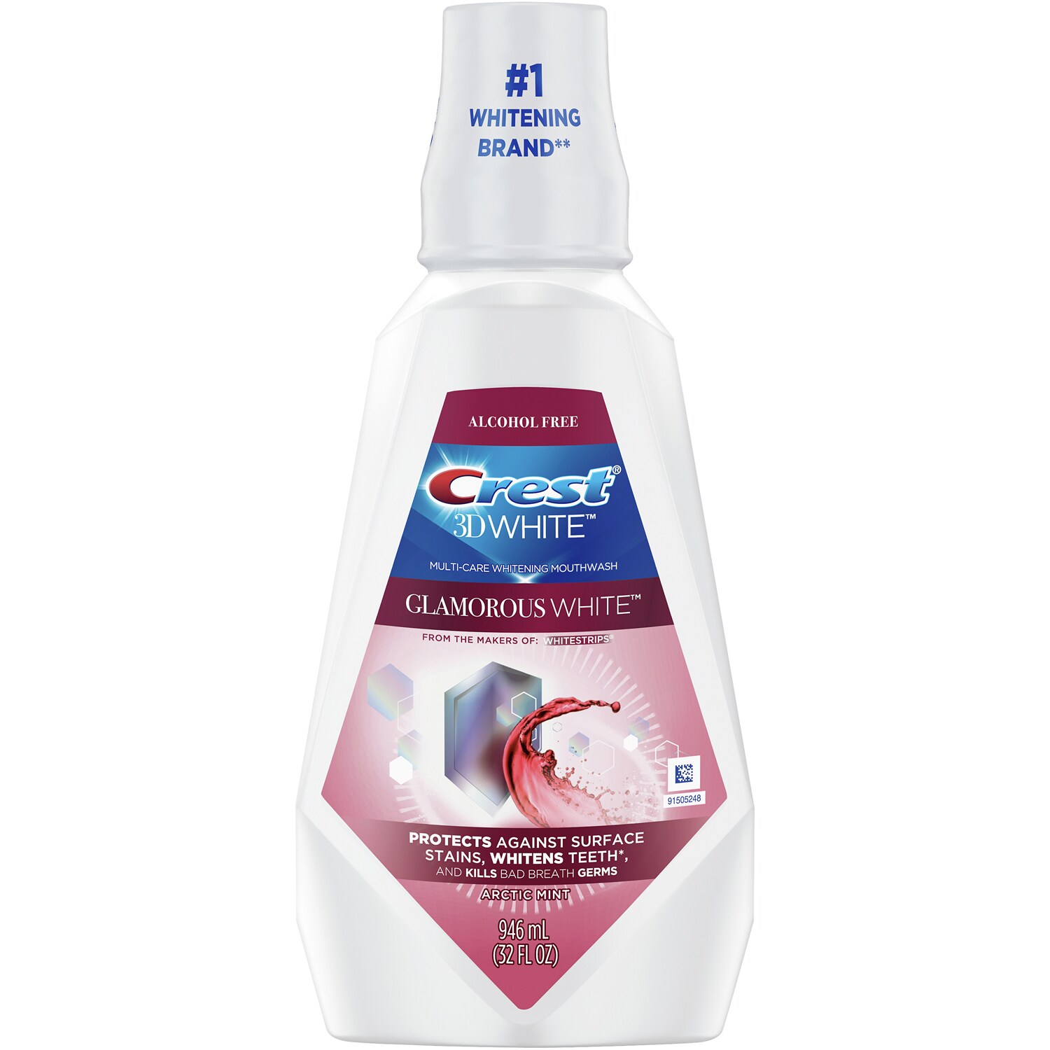Crest 3D White Luxe Glamorous White Multi-Care Whitening Mouthwash, Fresh Mint