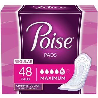 Poise Maximum Pads, Regular