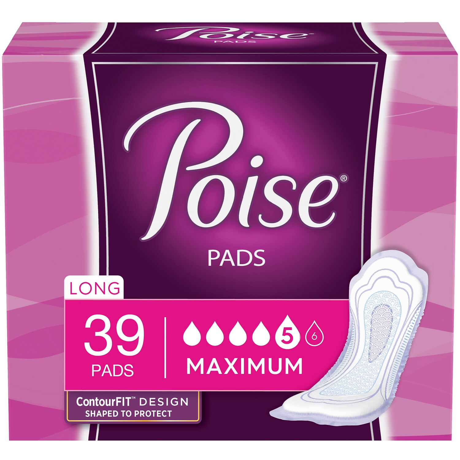 Poise Maximum Pads, Long