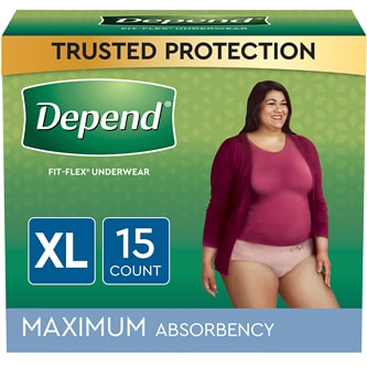 Depend Underwear with Fit-Flex Protection for Women, Maximum Absorbency, Extra-Large Size