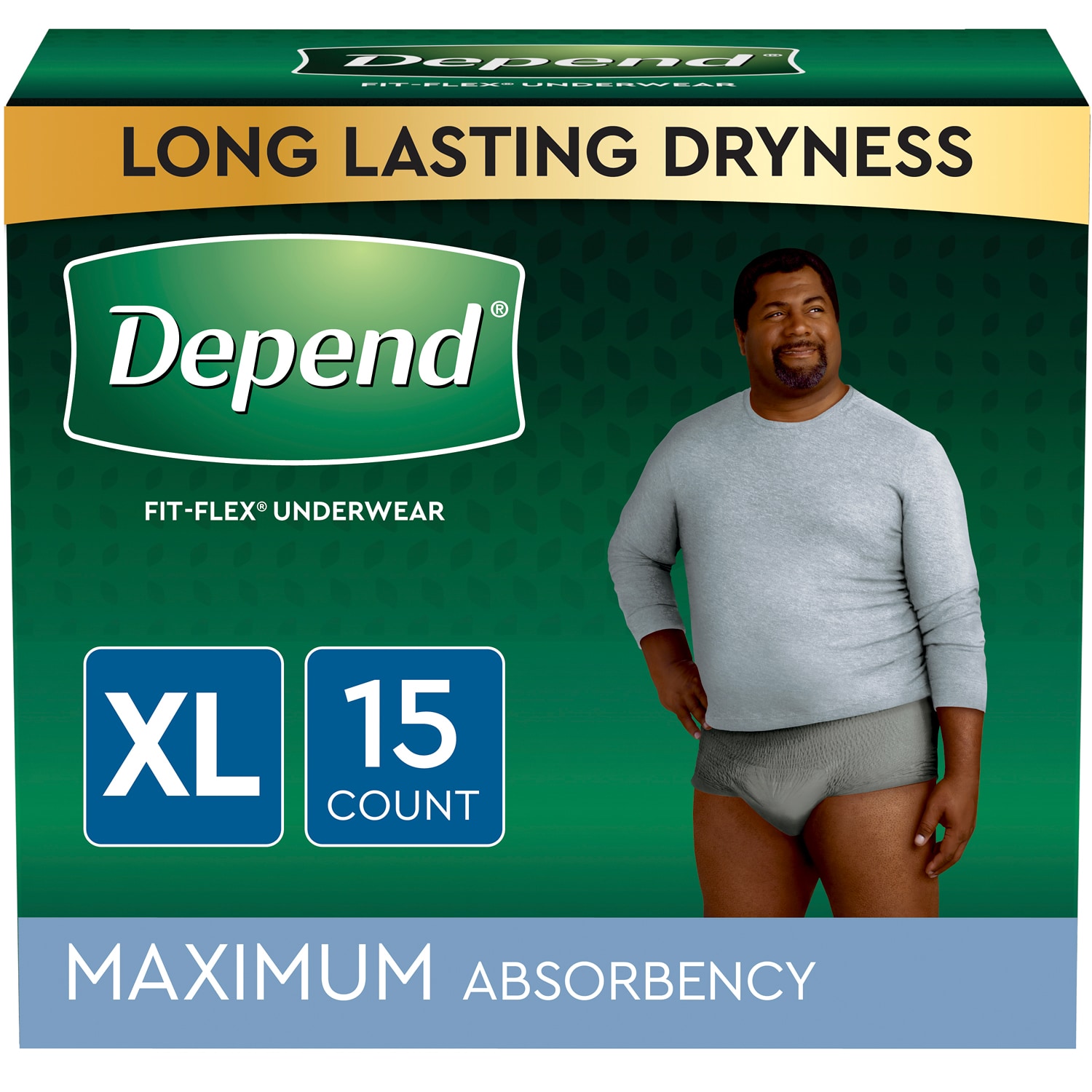 Depend Underwear with Fit-Flex Protection for Men, Maximum Absorbency, Extra-Large Size