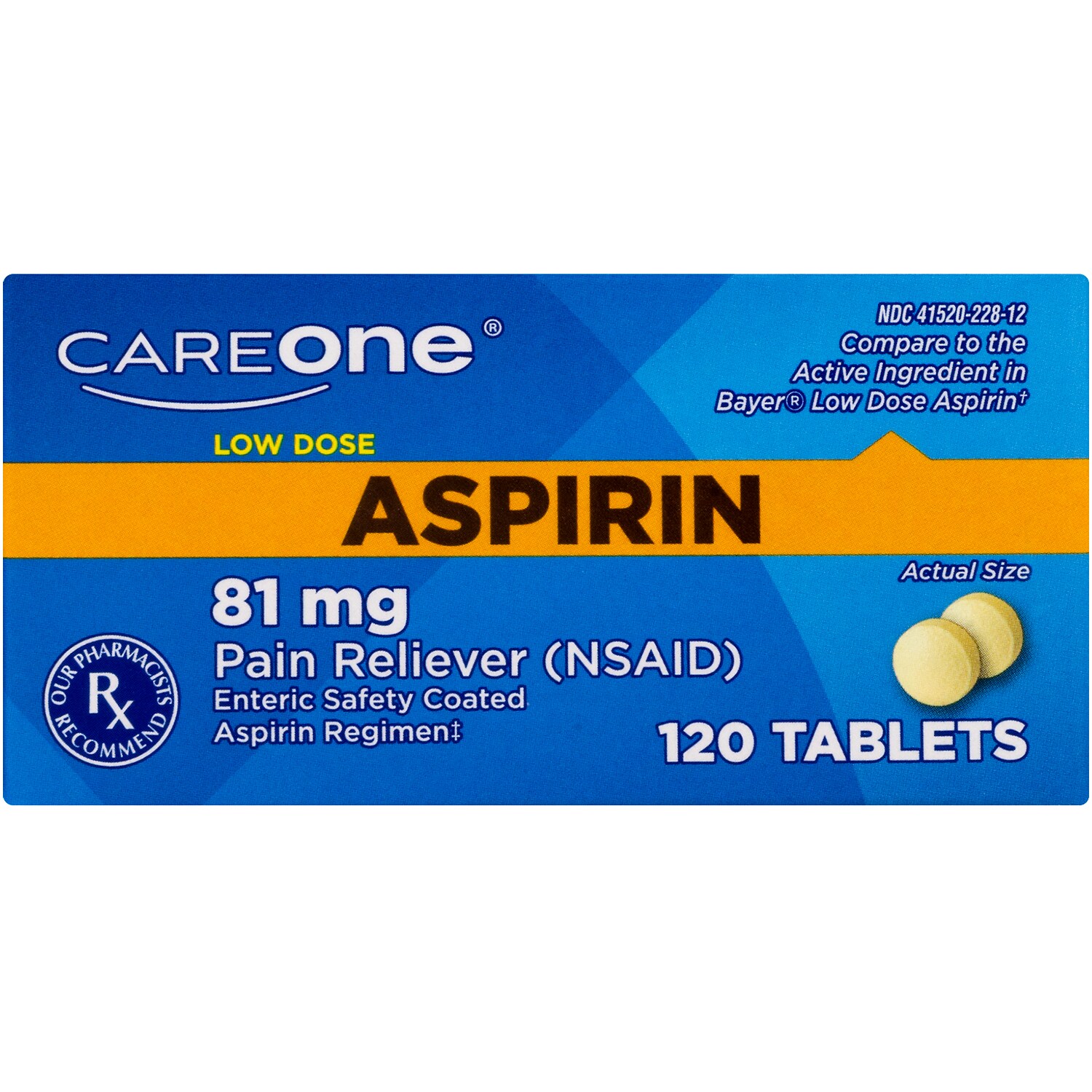 CareOne Aspirin Pain Reliever, Low Dose, 81mg