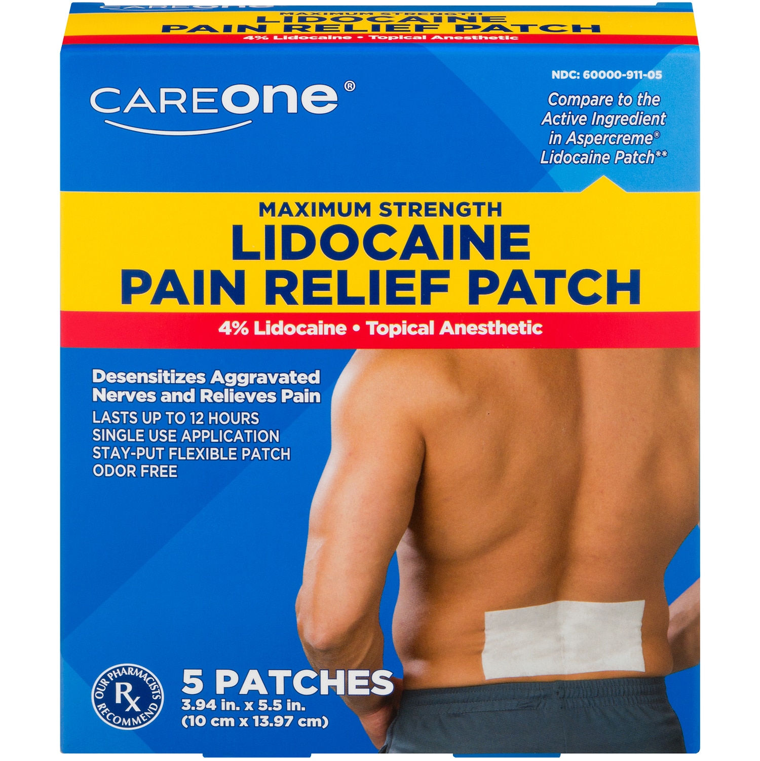 CareOne Lidocaine Pain Relief Patch, Maximum Strength