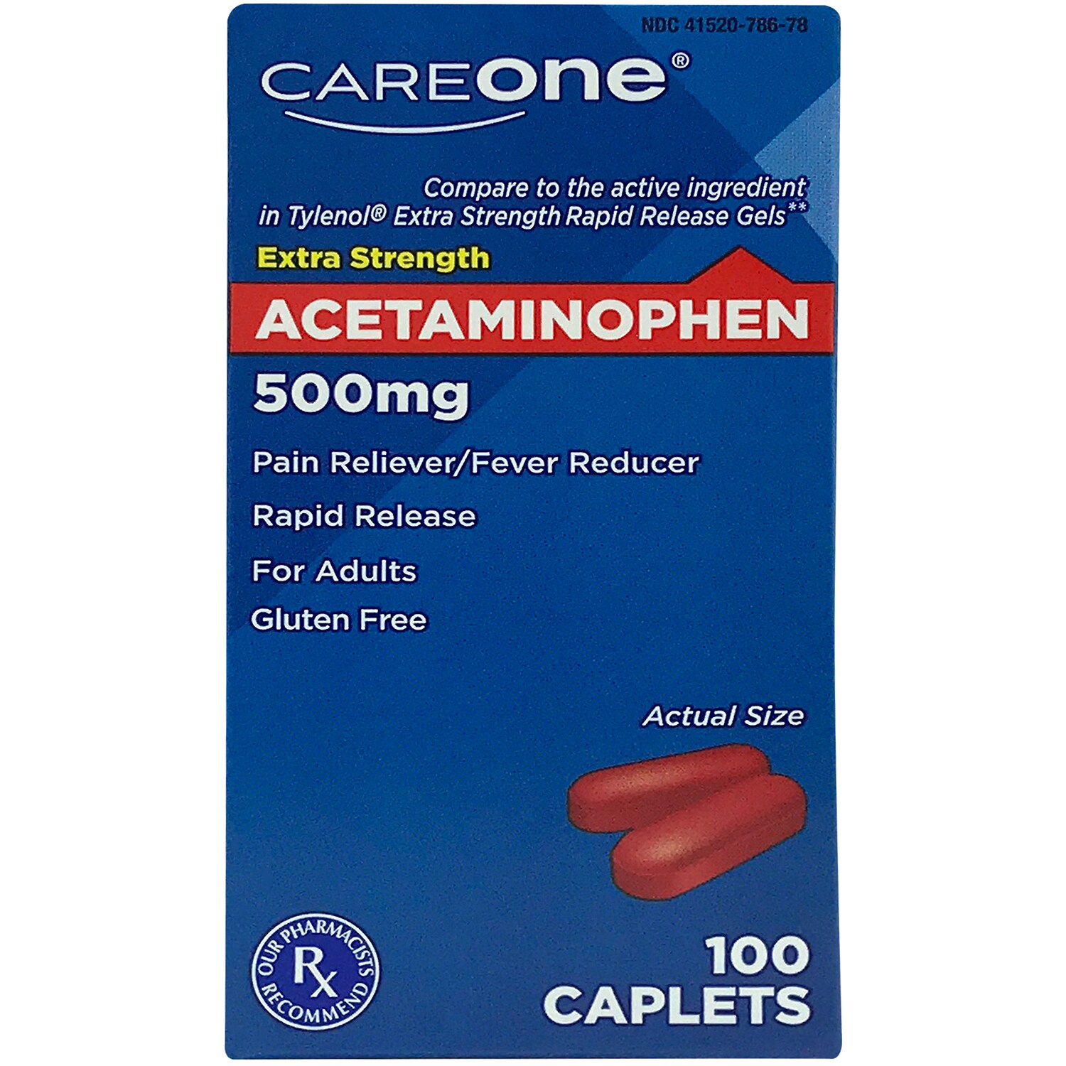 CareOne Rapid Release Acetaminophen Pain Reliever, Extra Strength, 500mg
