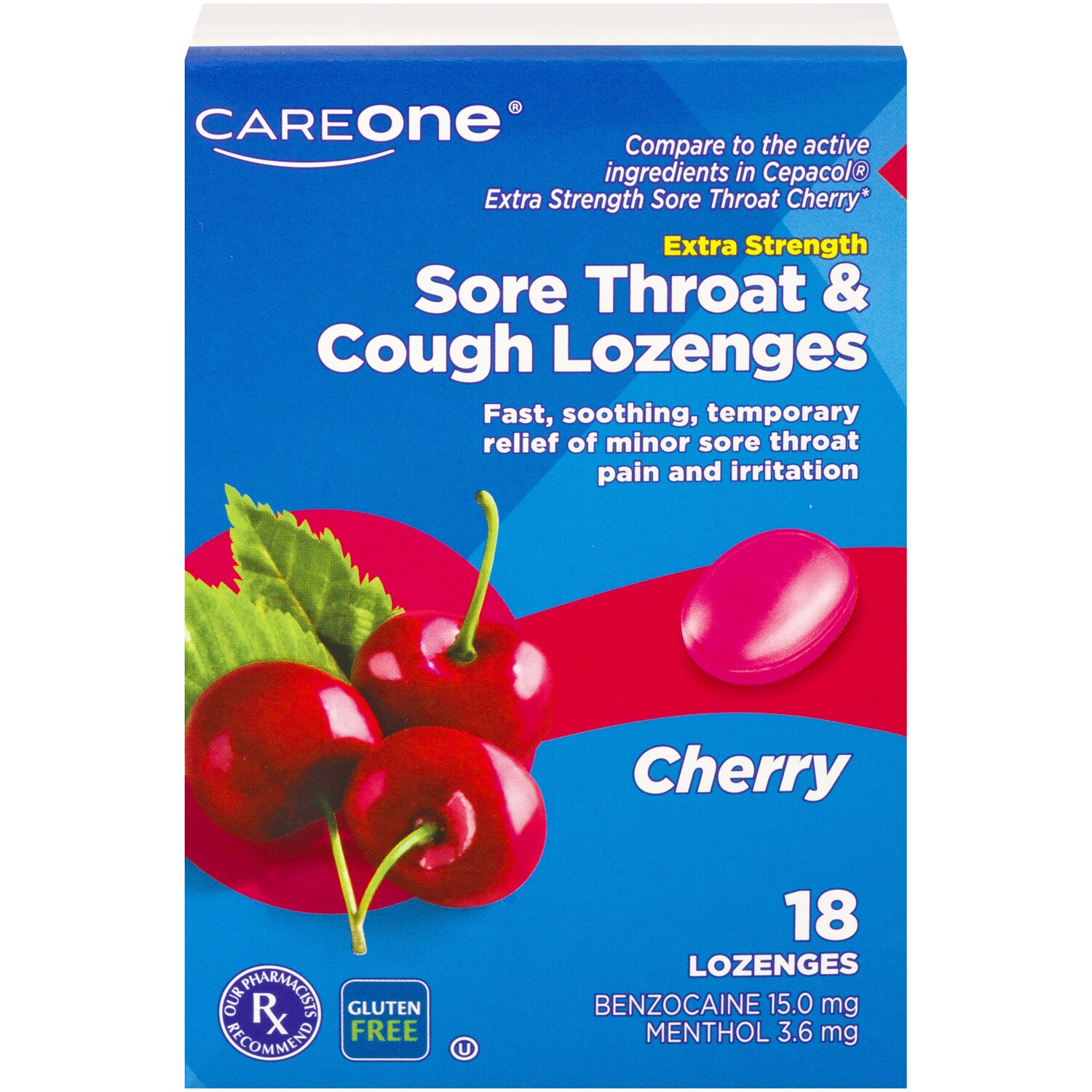 CareOne Sore Throat & Cough Lozenges, Extra Strength, Cherry