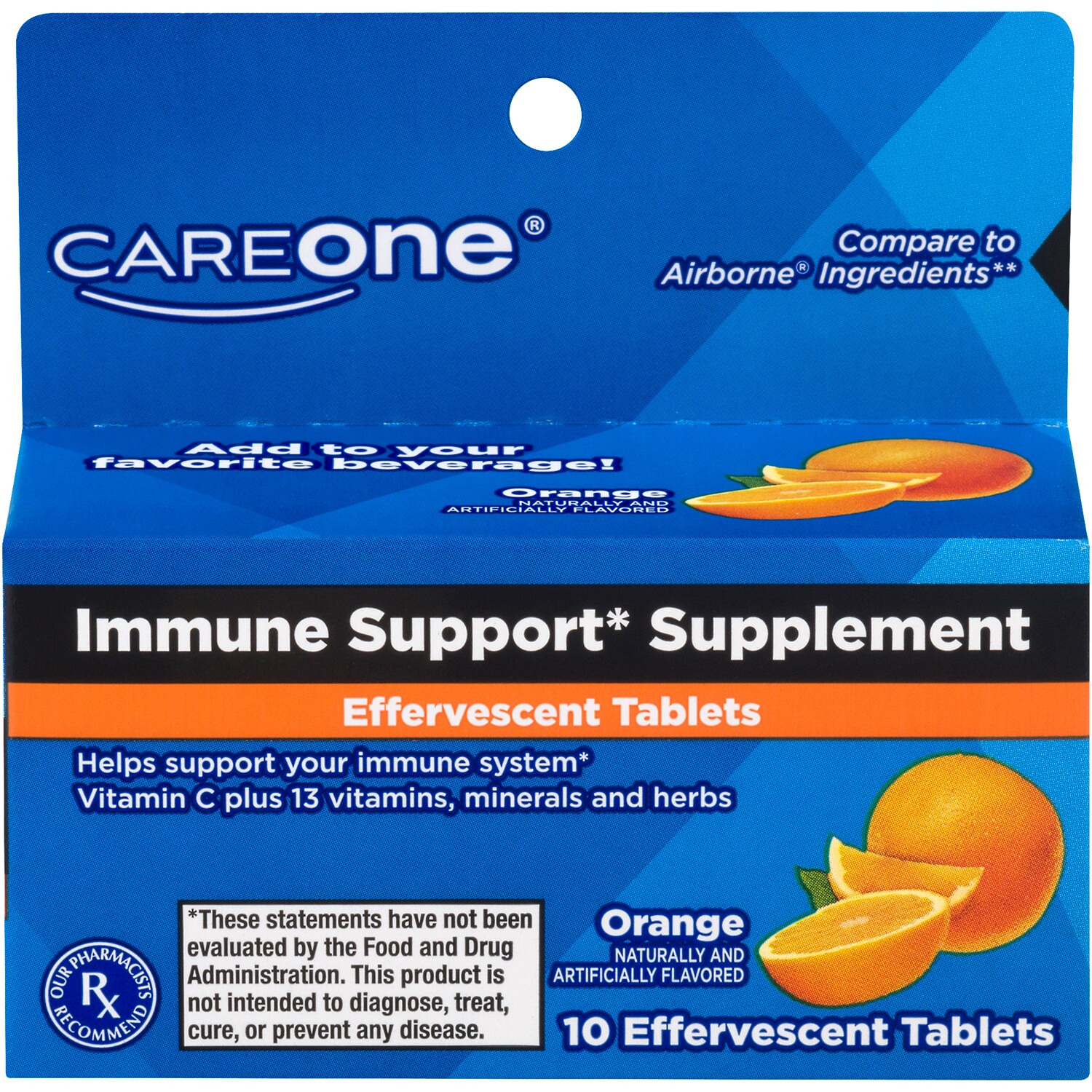 CareOne Immune Support Supplement Effervescent Tablets, Orange