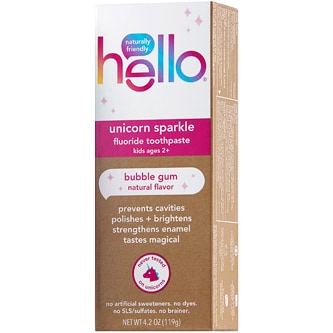 Hello Kids Unicorn Sparkle Fluoride Toothpaste, Bubble Gum
