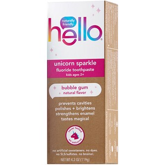 Hello Kids Unicorn Sparkle Fluoride Toothpaste, Bubble Gum
