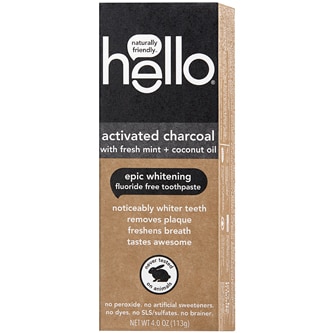 Hello Epic Whitening Fluoride Free Toothpaste, Activated Charcoal with Fresh Mint + Coconut Oil