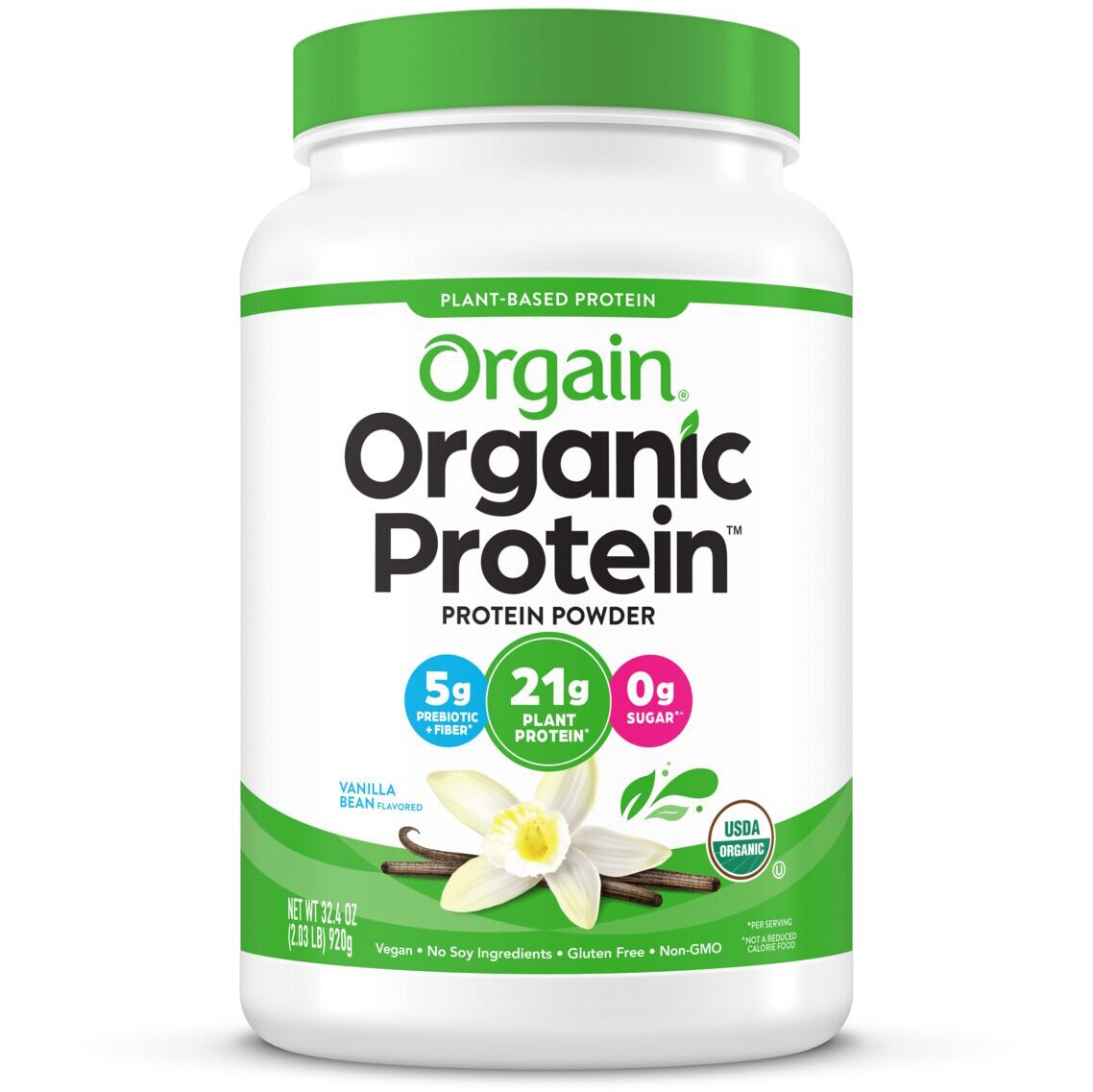 Orgain Organic Plant-Based Protein Powder, Vanilla Bean