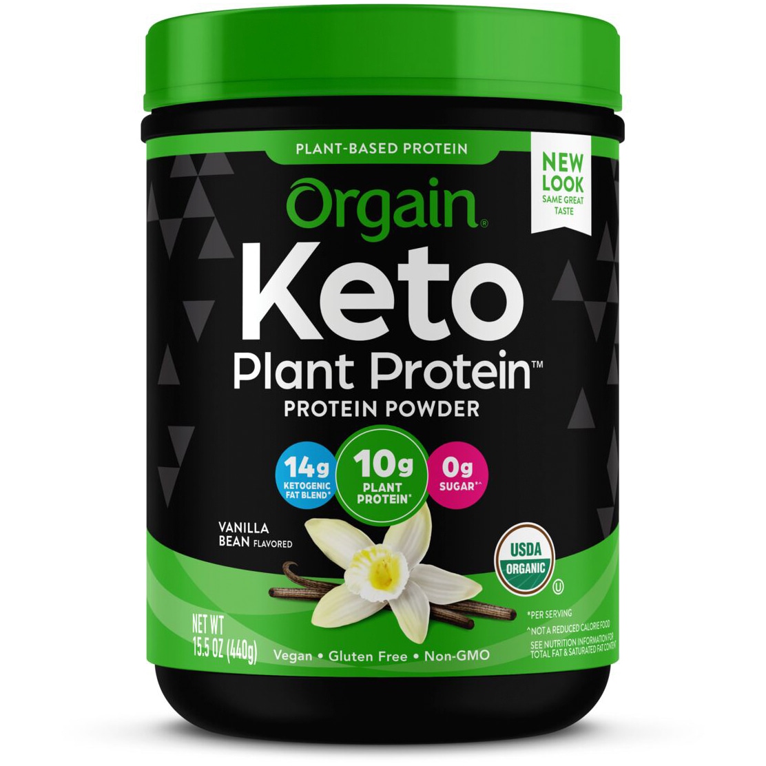 Orgain Organic Plant-Based Keto Protein Powder, Vanilla Bean