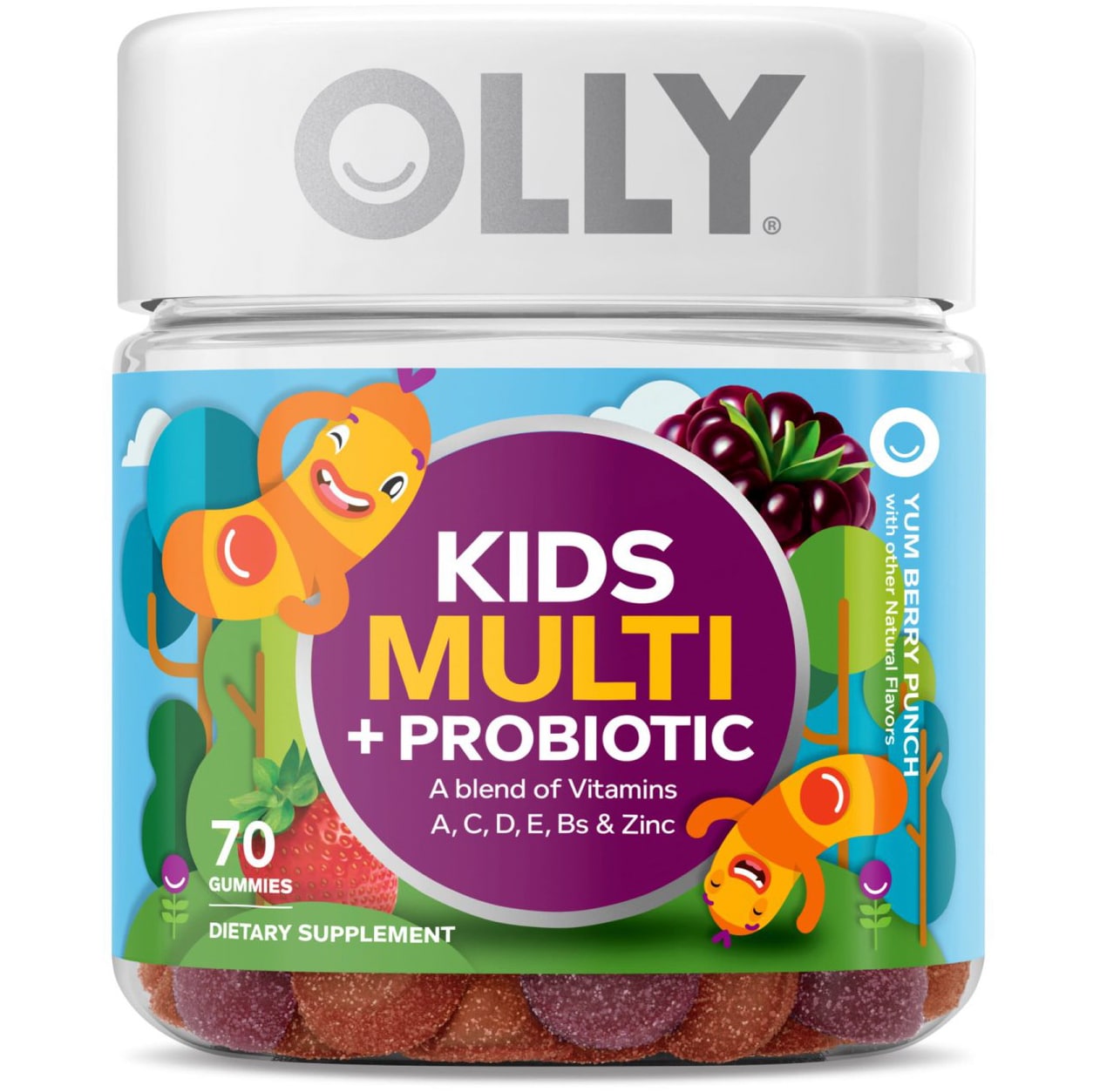 Olly Kids Multi + Probiotic Gummies, Yum Berry Punch