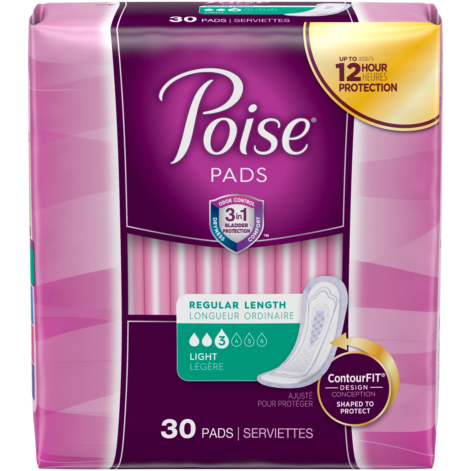 Poise Pads, Light Absorbency, Regular Length