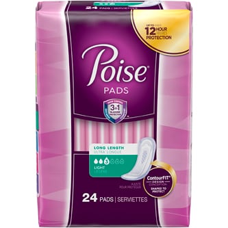 Poise Pads, Light Absorbency, Long Length