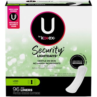 Kotex U by Kotex Security Lightdays Liners, Long 