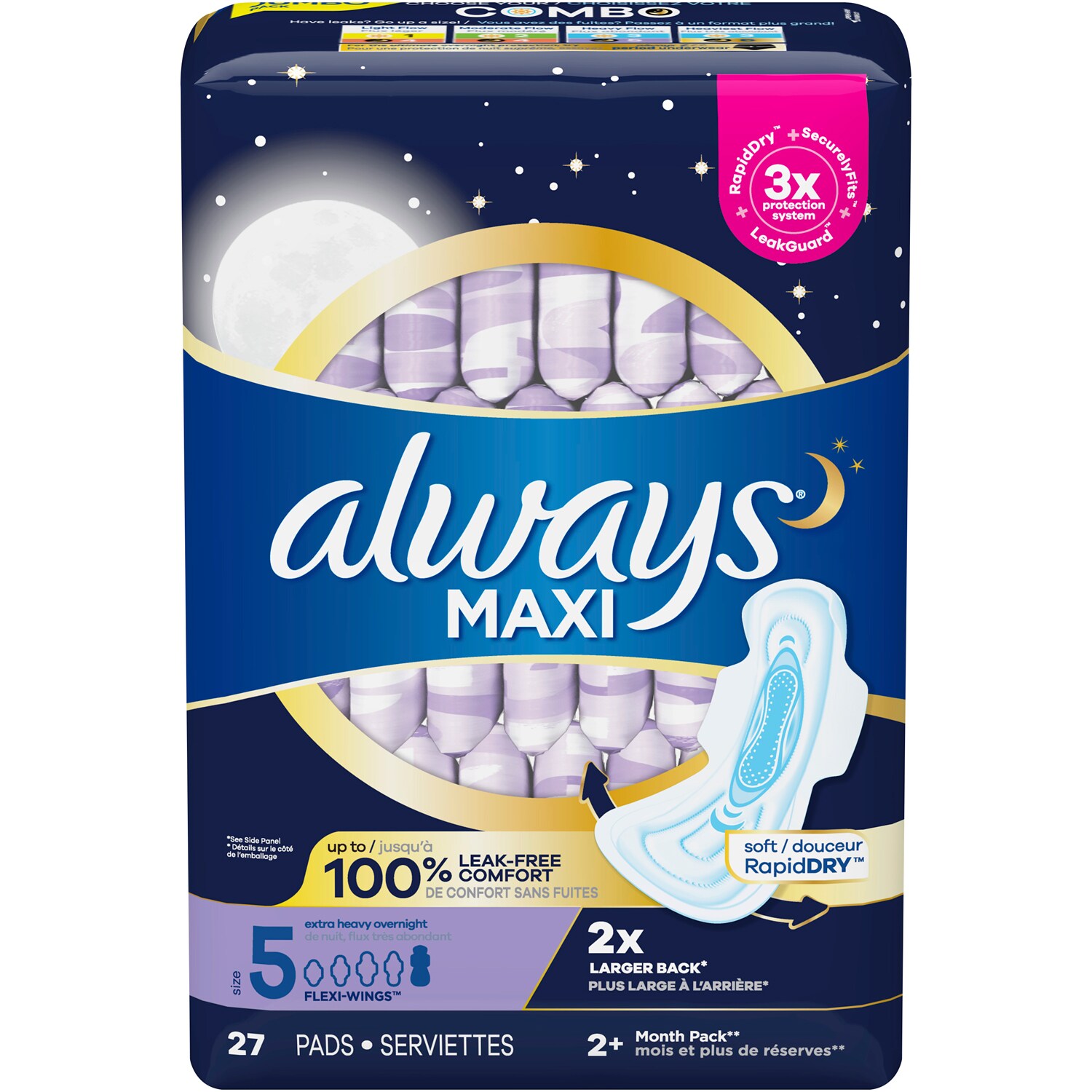 Always Maxi Pads, Size 5 Extra Heavy Overnight with Wings