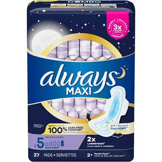 Always Maxi Pads, Size 5 Extra Heavy Overnight with Wings