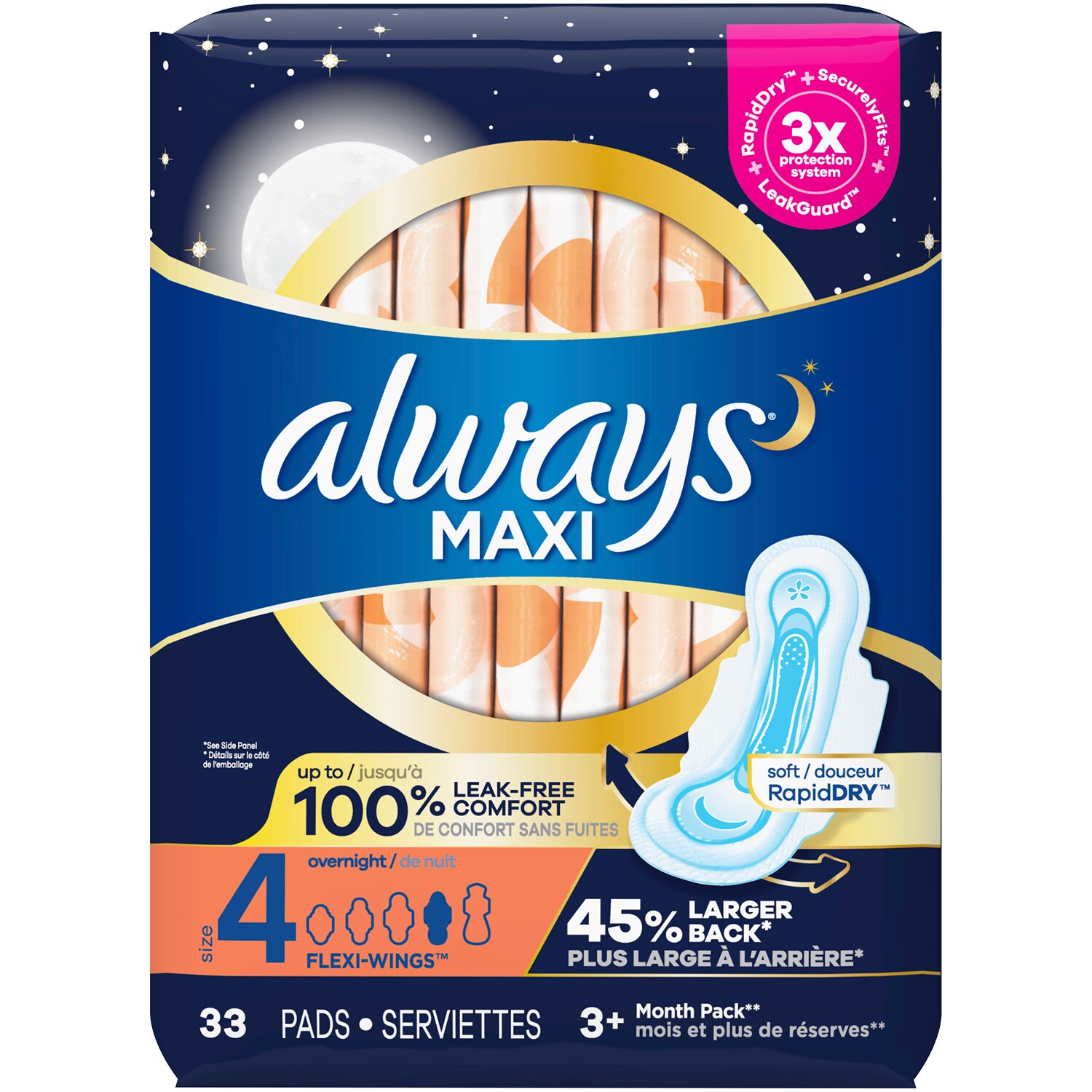 Always Maxi Pads, Size 4 Overnight with Wings