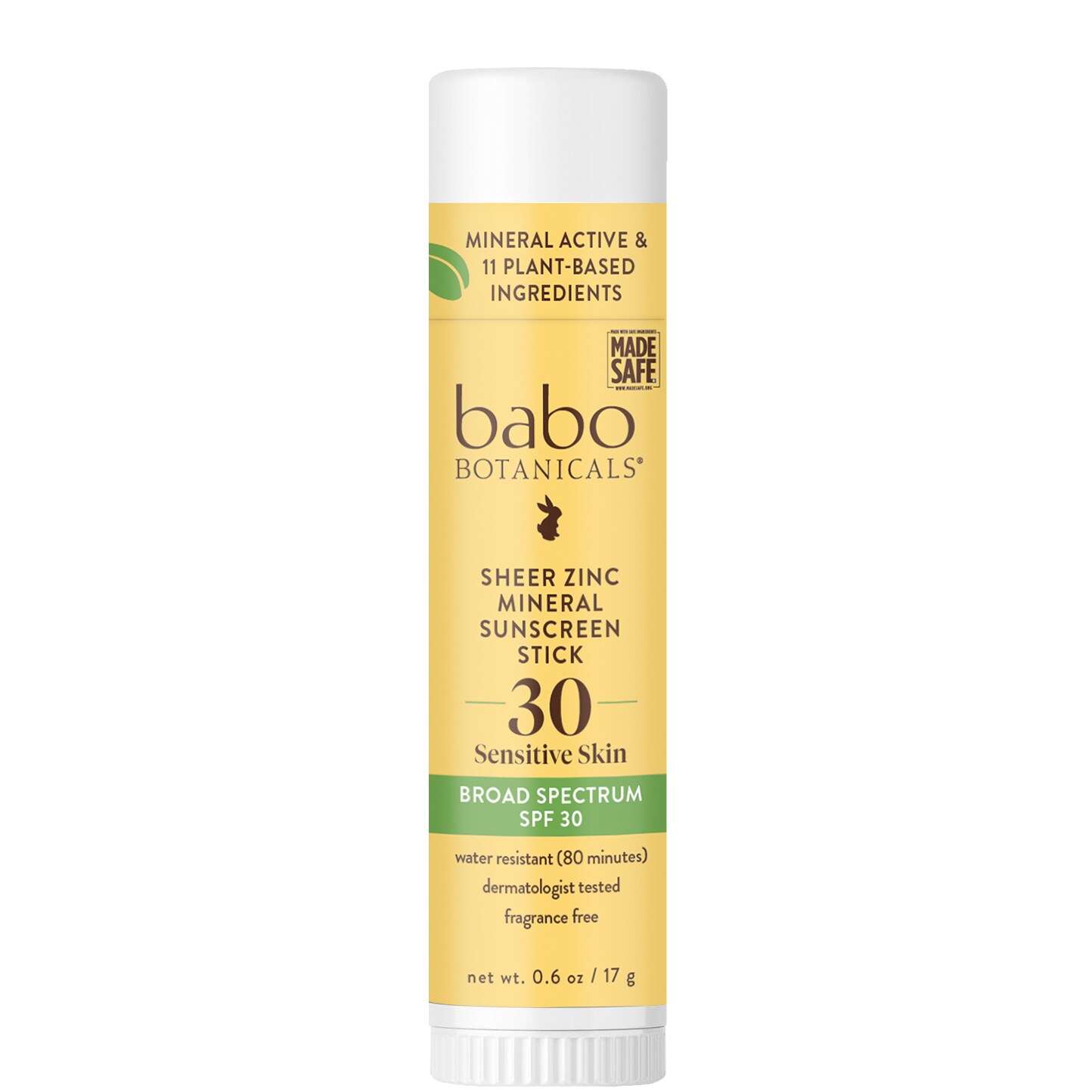 Babo Botanicals Sheer Zinc Mineral Sunscreen Sport Stick for Sensitive SKin, SPF 30, Fragrance Free