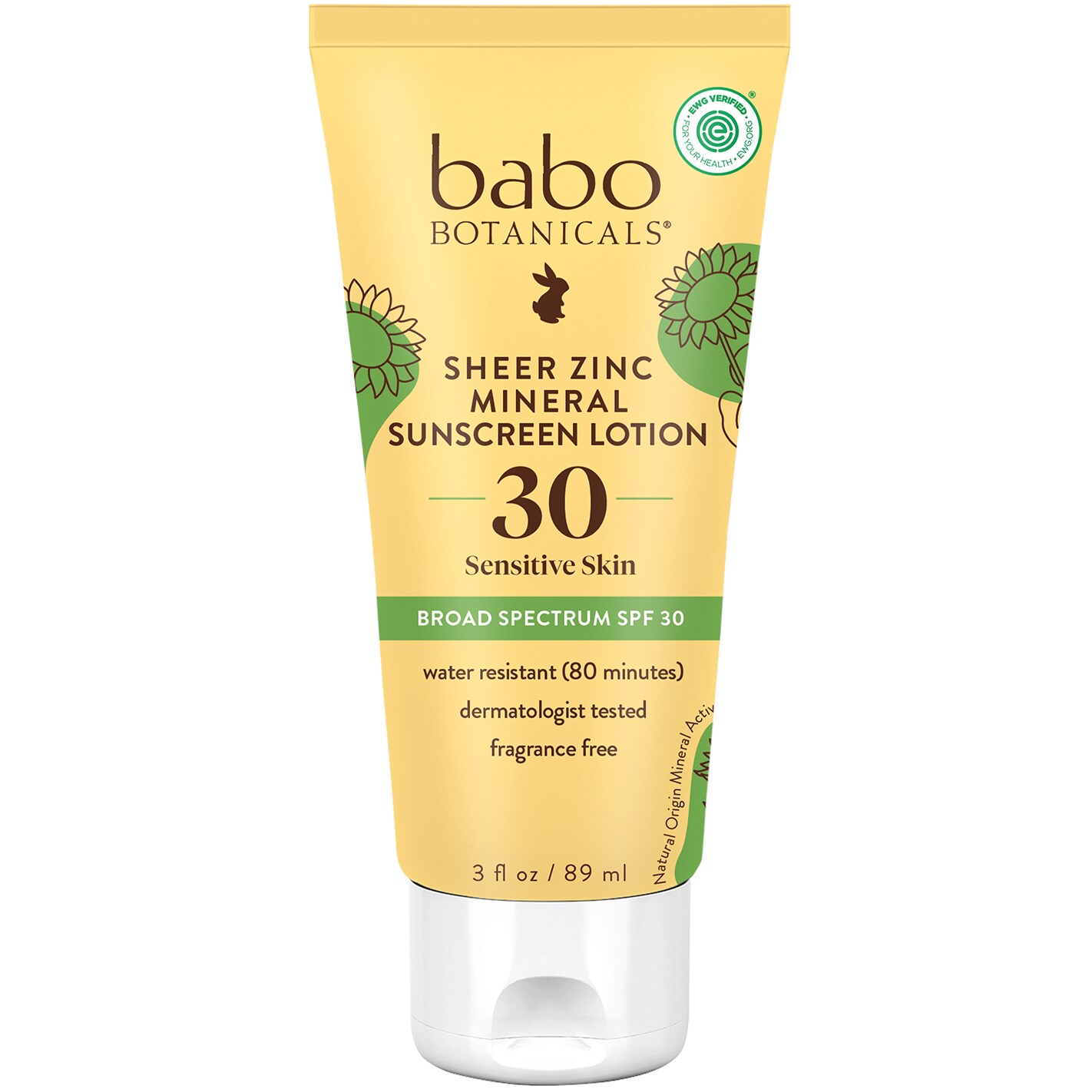 Babo Botanicals Sheer Zinc Mineral Sunscreen Lotion for Sensitive Skin, SPF 30, Fragrance Free