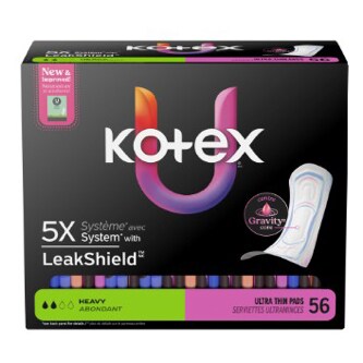Kotex Core Ultra-Thin Non-Winged Pads, Heavy