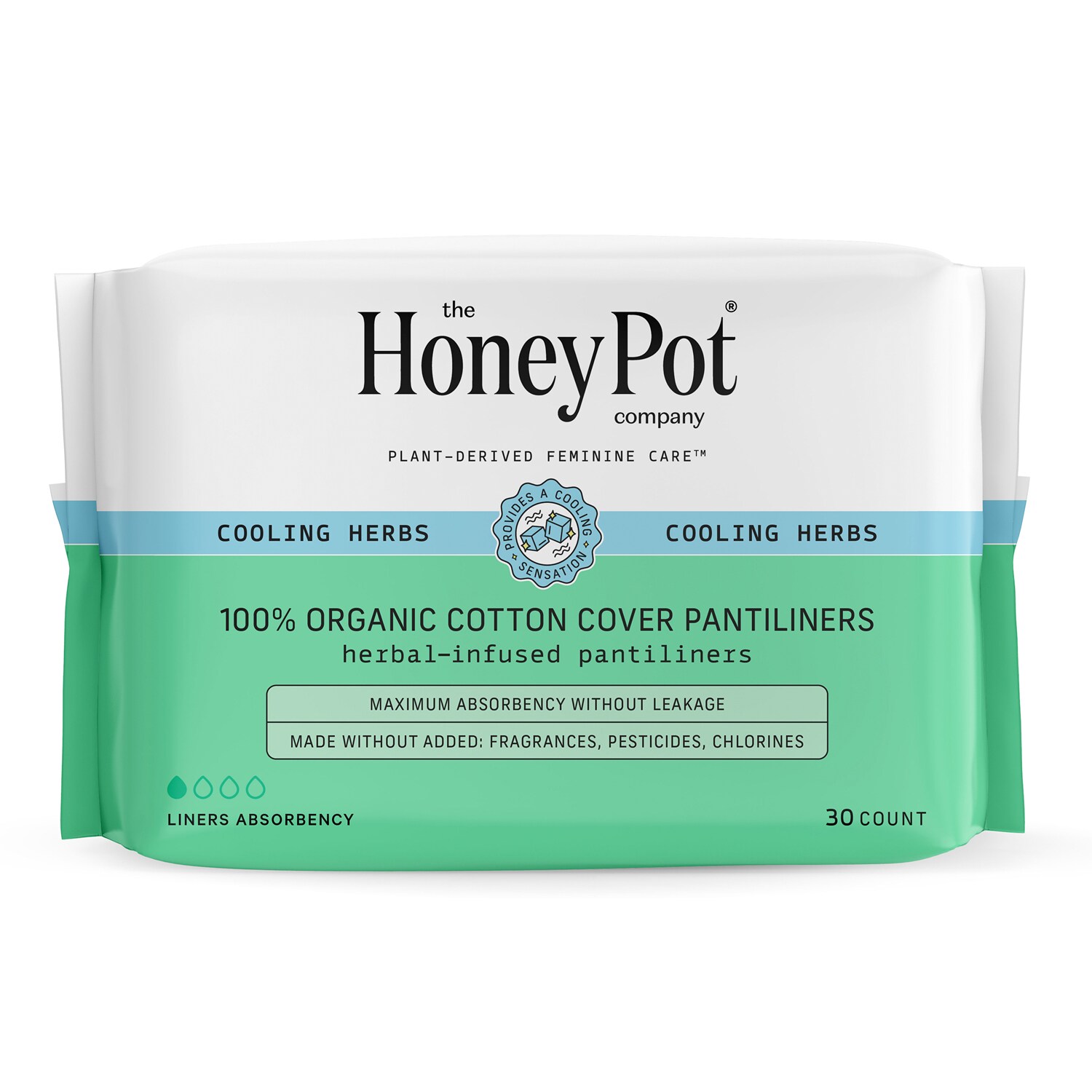 The Honey Pot Company 100% Organic Cotton Cover Herbal-Infused Everyday Liners