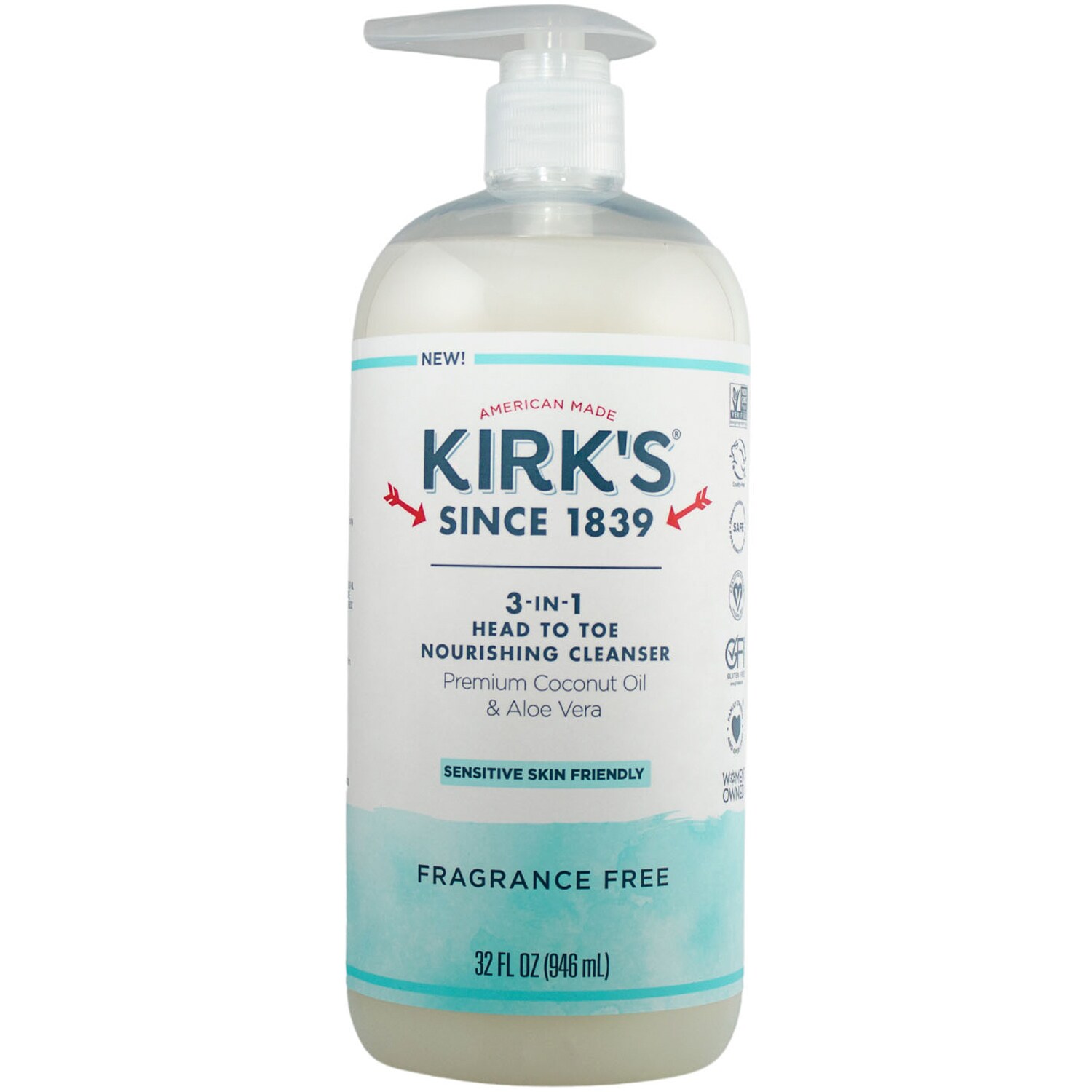 Kirk's 3 in 1 Head to Toe Nourishing Cleanser, Fragrance Free
