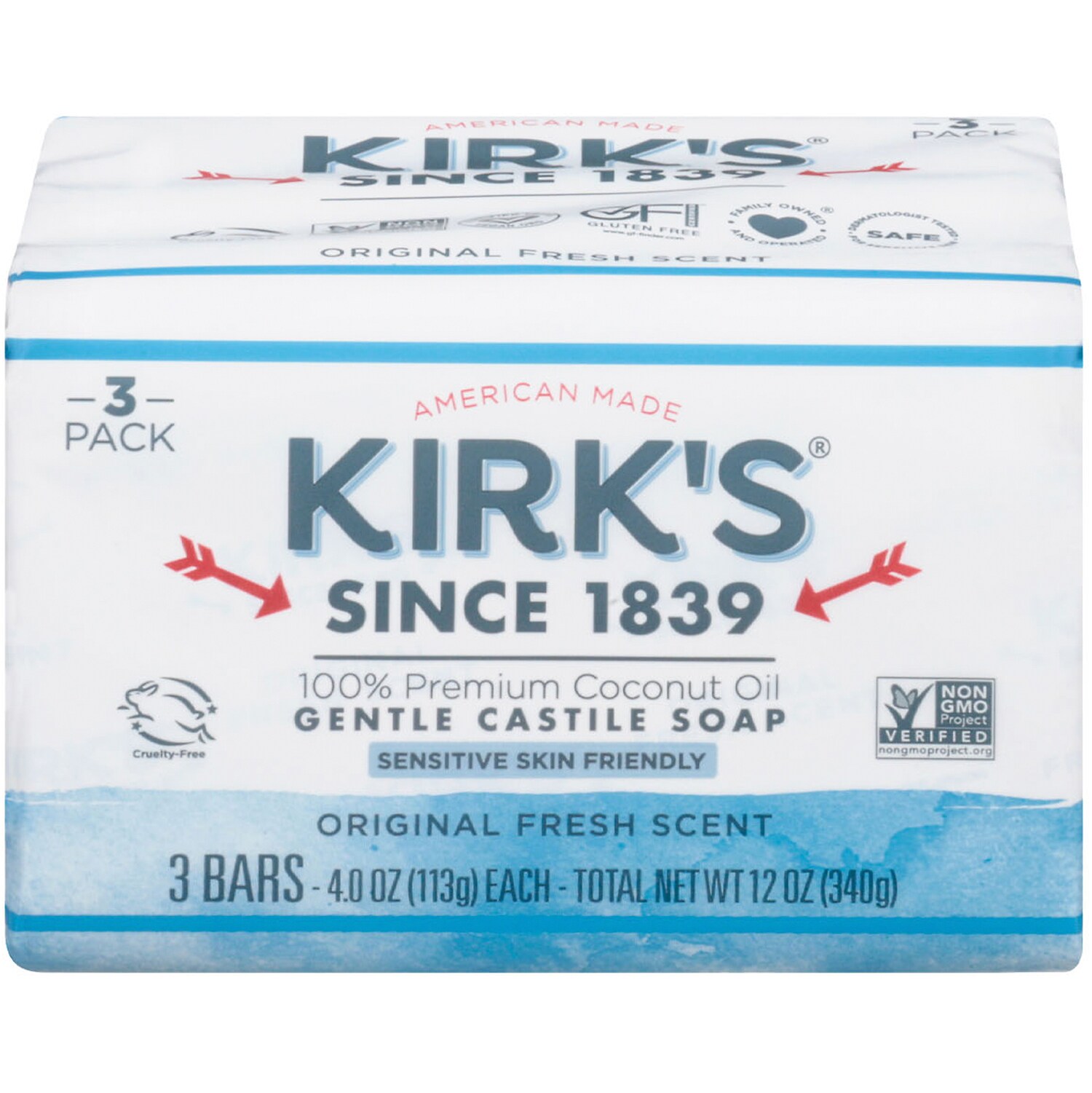 Kirk's Gentle Castile Soap Bar, Original Fresh Scent