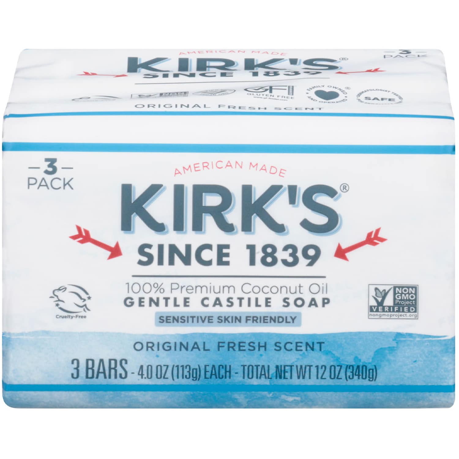 Kirk's Gentle Castile Soap Bar, Original Fresh Scent