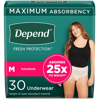 Depend Underwear with Freh Protection for Women, Maximum Absorbency, Medium