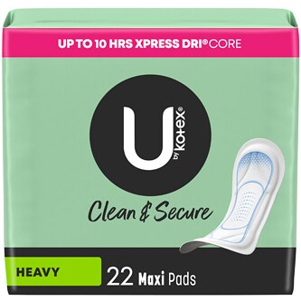 Kotex U by Kotex Clean & Secure Maxi Pads, Heavy