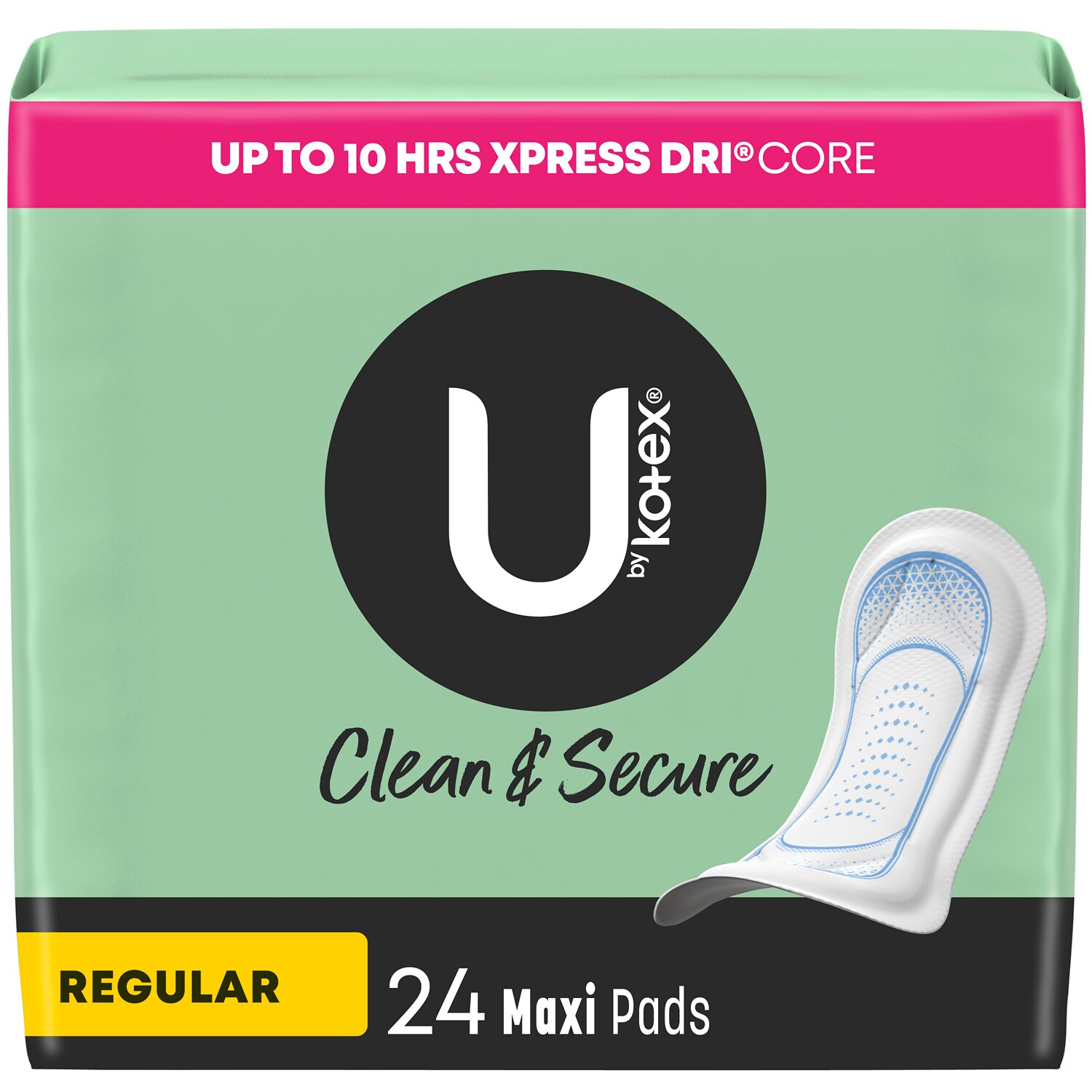 Kotex U by Kotex Clean & Secure Maxi Pads, Regular