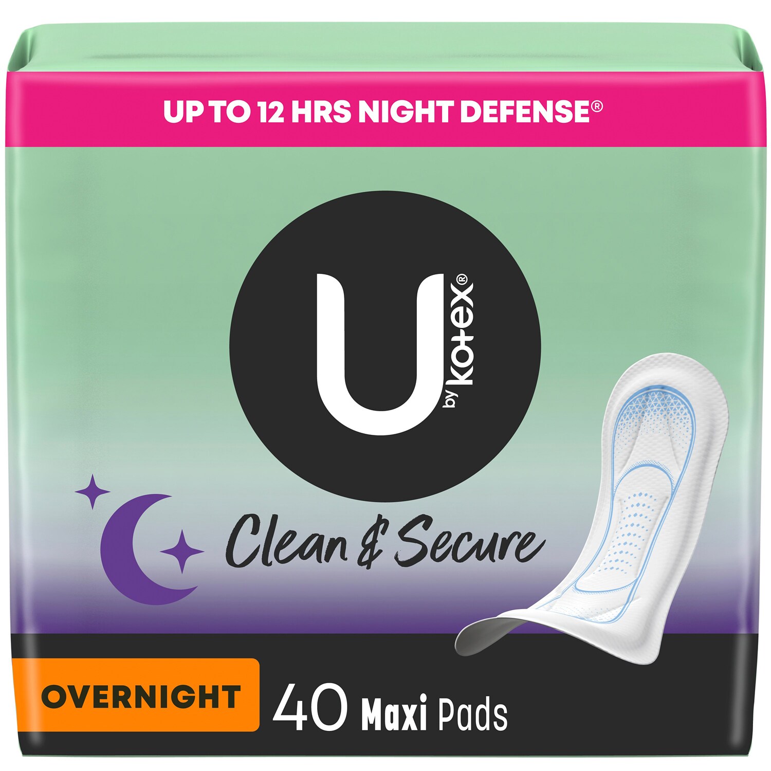 Kotex U by Kotex Clean & Secure Maxi Pads, Overnight