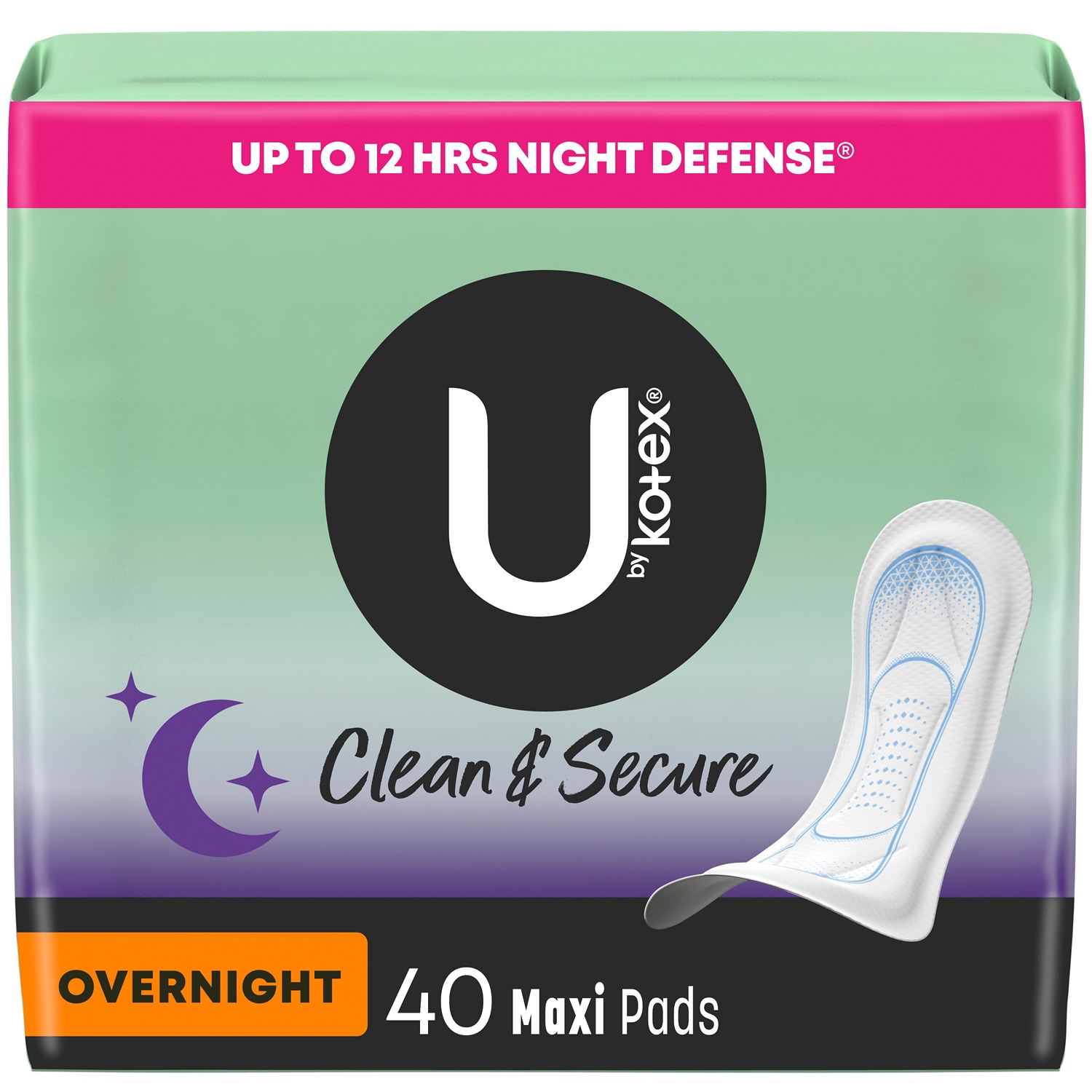Kotex U by Kotex Clean & Secure Maxi Pads, Overnight