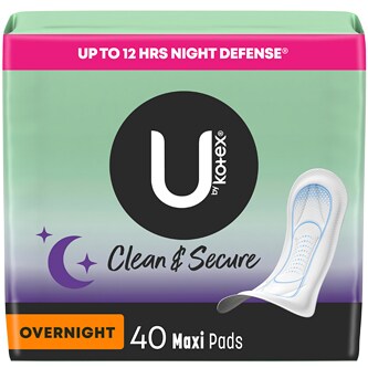 Kotex U by Kotex Clean & Secure Maxi Pads, Overnight