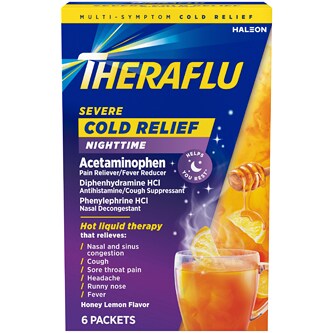 Theraflu Nighttime Severe Cold Relief, Honey Lemon