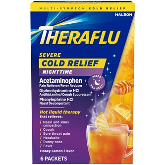 Theraflu Nighttime Severe Cold Relief, Honey Lemon