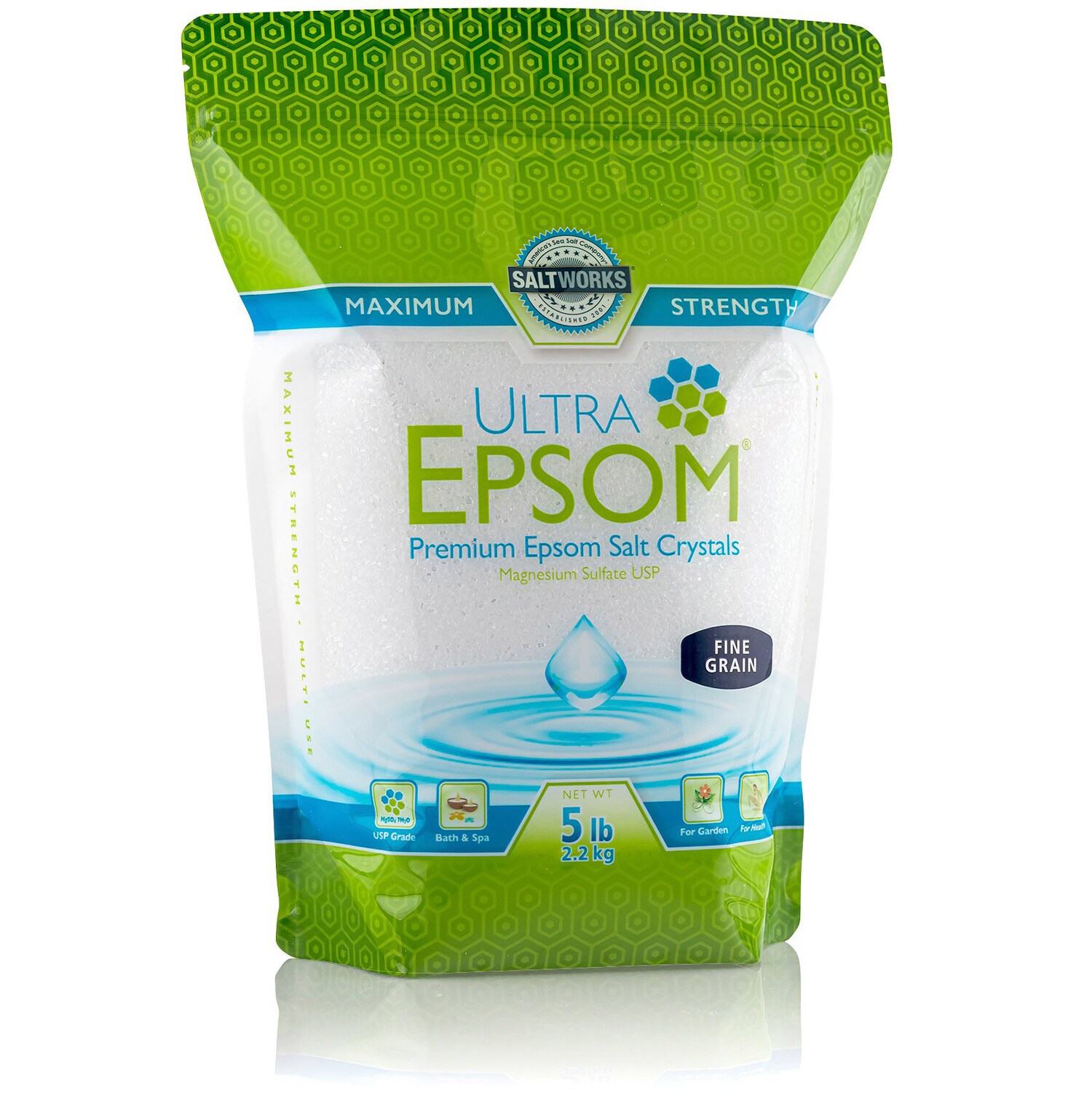SALTWORKS Ultra Epsom Bath & Spa Salt, Unscented