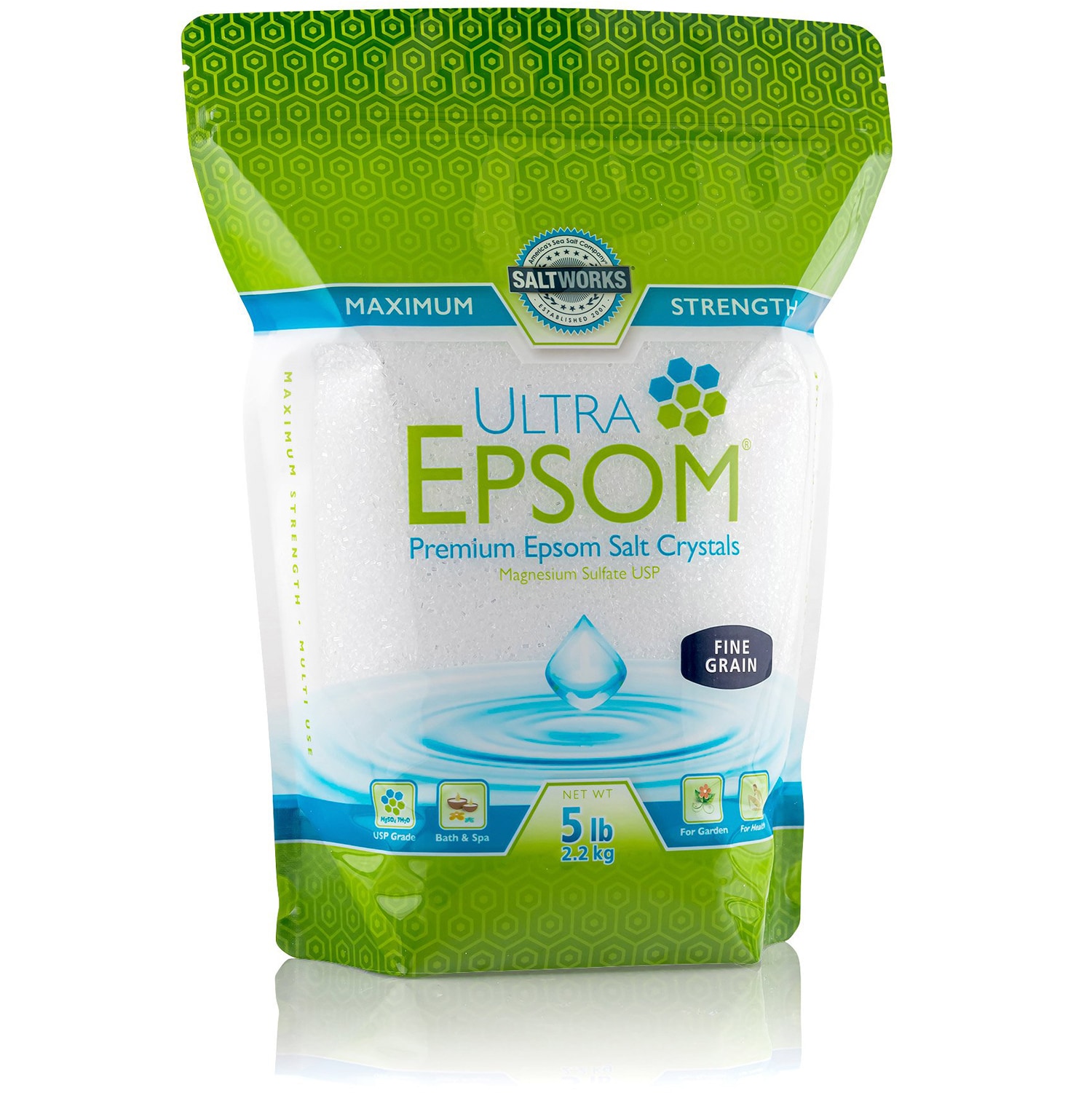 SALTWORKS Ultra Epsom Bath & Spa Salt, Unscented