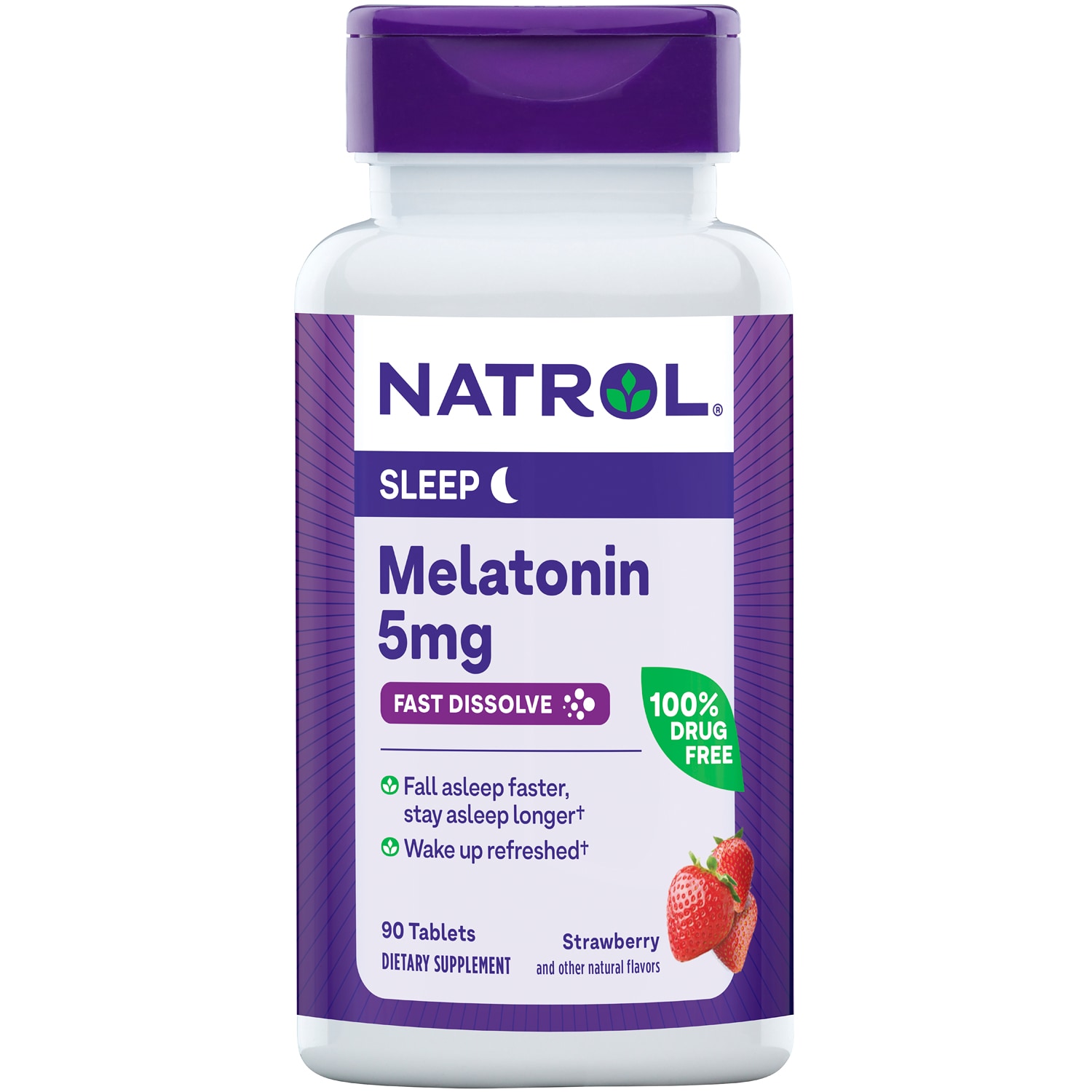 Natrol Melatonin Sleep Fast Dissolve Strawberry Tablets, 5mg