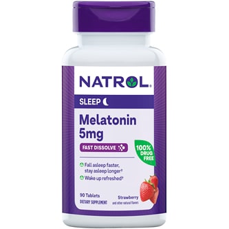 Natrol Melatonin Sleep Fast Dissolve Strawberry Tablets, 5mg
