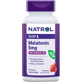 Natrol Melatonin Sleep Fast Dissolve Strawberry Tablets, 5mg
