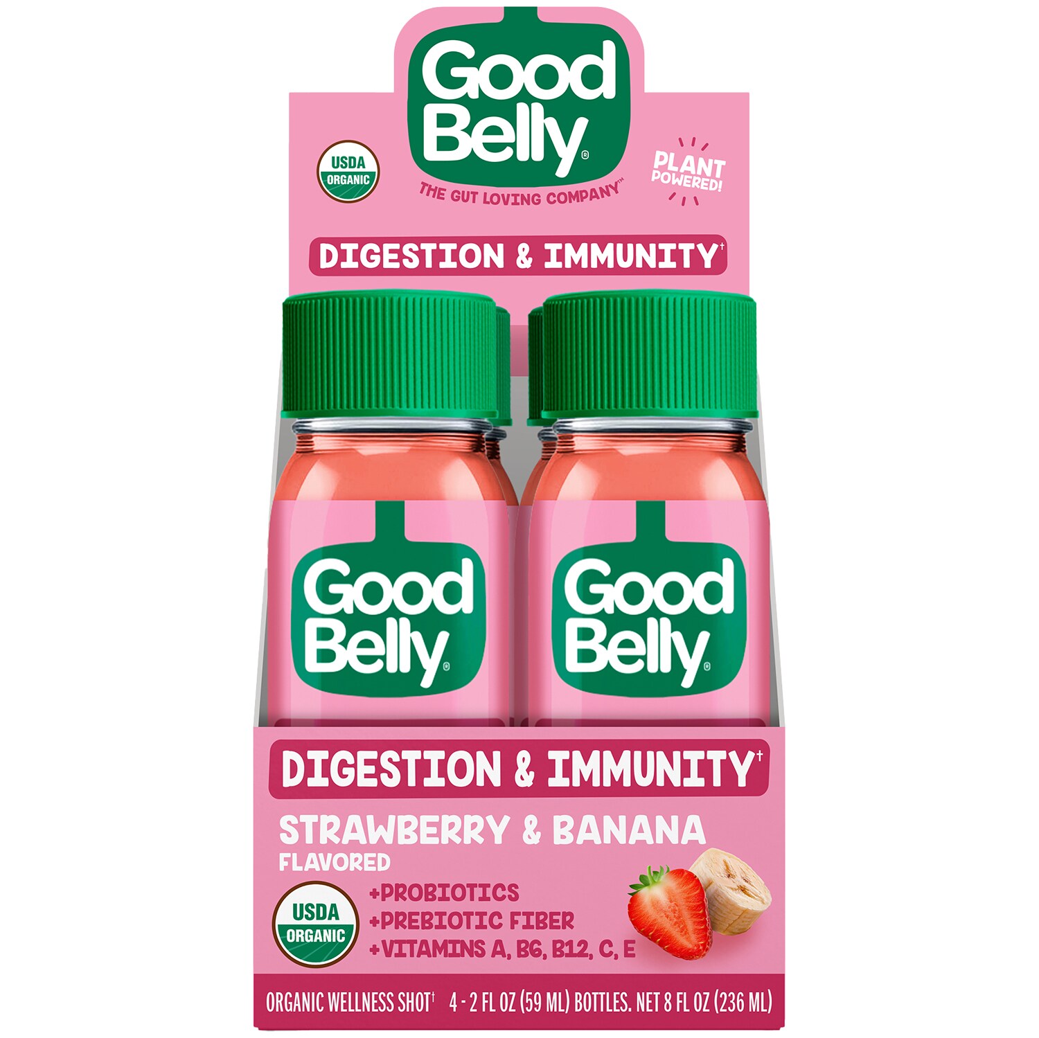 GoodBelly Probiotics Organic Wellness Shot, Strawberry & Banana