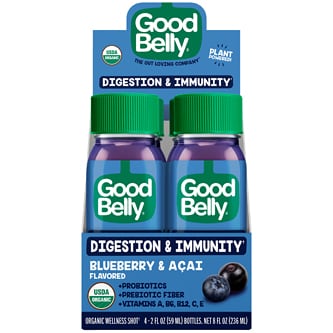 GoodBelly Probiotics Organic Wellness Shot, Blueberry & Acai