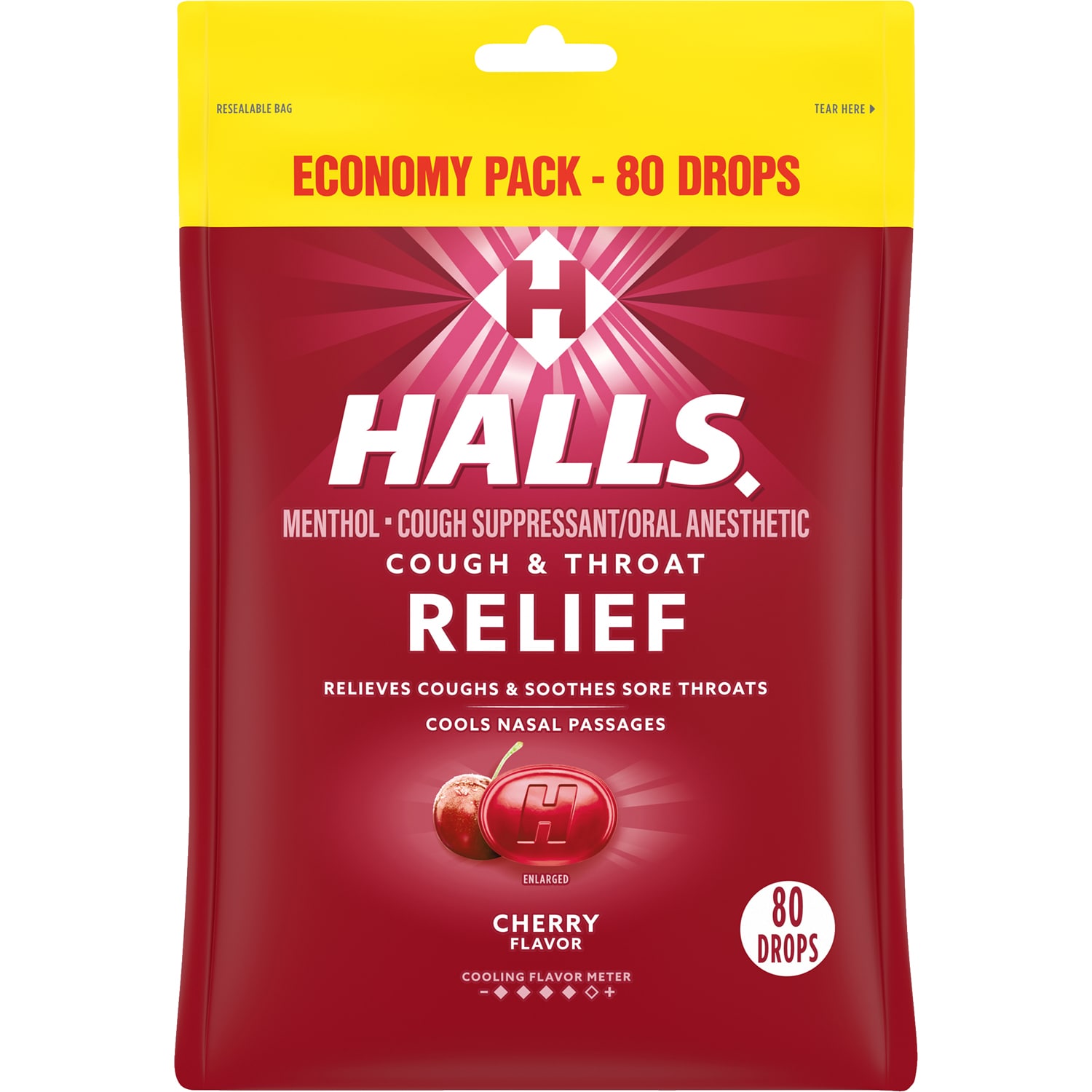 Halls Cough & Throat Relief Drops, Economy Pack, Cherry