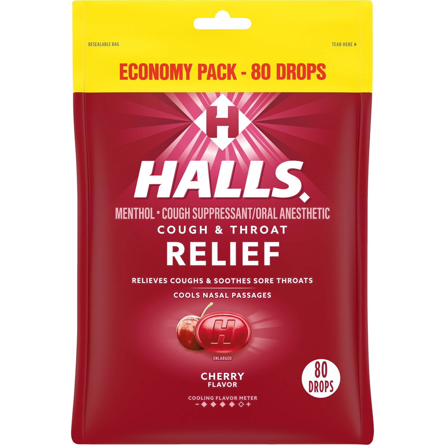Halls Cough & Throat Relief Drops, Economy Pack, Cherry