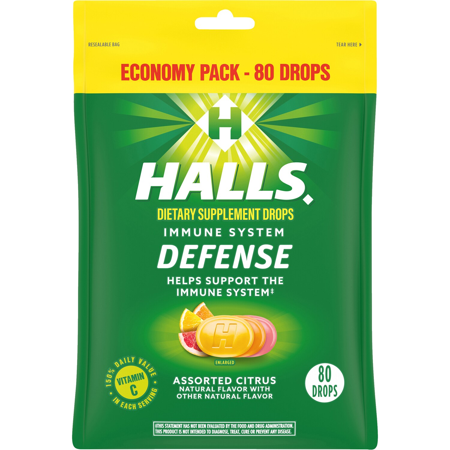 Halls Immune System Defense Drops, Economy Pack, Assorted Citrus